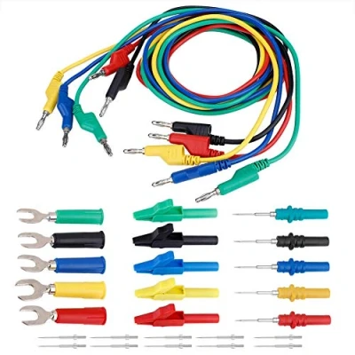 Immagine di Morsetto Cavo, Akozon P1036 Cavi Banana Coccodrillo Morsetti Cavo Kit Alta Tensione 4mm Spina Connettore a di Prova Sonda U per Multimetro(P1036B)