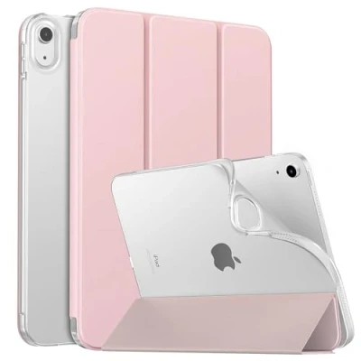 Immagine di MoKo Custodia Protettiva Compatibile con iPad 10a Generazione 10,9 Pollici 2022, Cover in TPU e Pelle PU Chiusura Magnetica, Sostegno, Auto Riattivazione/Standby, Rosa Trasparente