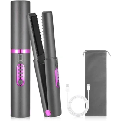 Immagine di Piastra per Capelli Senza Fili, 2 in 1 Mini e Arricciacapelli Portatile,Capelli Ricaricabile USB,Riscaldamento Rapido, 5000 mAh, 3 Temperature Impostabili