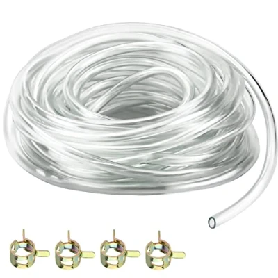 Immagine di 5M Tubo Gomma Trasparente 8mm x 11mm Silicone Flessibile in PVC con 4 Fascette Stringitubo per Acquario e Aria