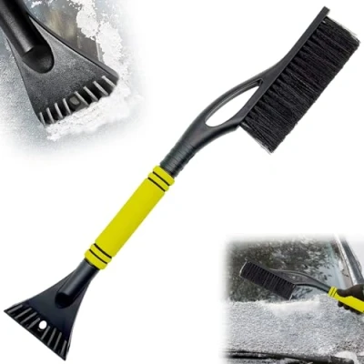 Immagine di Snow Brush Scraper di Ghiaccio 2 in 1, Raschietto per Auto con Scopa, Spazzola da Neve Auto，Snow Ghiaccio,Raschietto Manico Schiuma, (giallo)