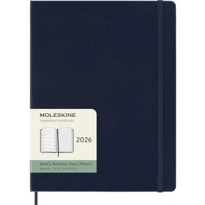 Immagine di Moleskine Weekly Planner, Agenda Settimanale 2026 12 Mesi Con Spazio Per Note, Copertina Rigida e Chiusura Elastica, Formato XL 19x25, Colore Blu