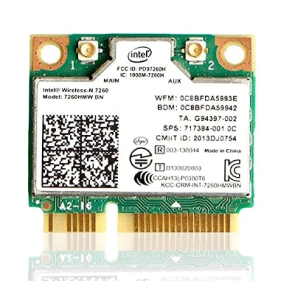 Immagine di Intel Dual Band, Wireless MQUPIN 7260.HMW scheda Wireless, AC 7260 Adattatore di rete + Bluetooth 4.0. Utilizzo per mezza PCI 802.11 b/a/g/n/ac