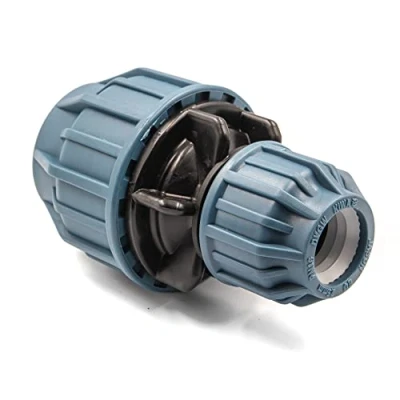 Immagine di Raccordo ridotto in polipropilene per tubo PE, diametro 40 mm x 32 a compressione acqua potabile, 16 Bar, Cert. DVGW/KIWA/WRAS
