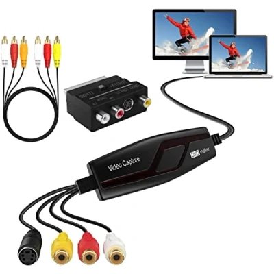Immagine di DIGITNOW!Grabber Video Scheda di Acquisizione USB, Trasferisce Convertitore Analogico Hi8 VHS in DVD Digitale per Windows 10/Mac,Converti Videocassette,VCR Formato MPEG