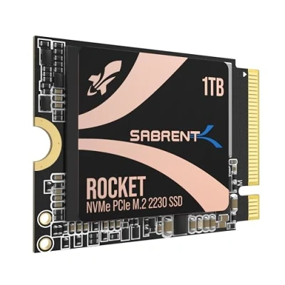 Immagine di Sabrent SSD 1TB, Interno, NVMe PCIe 4.0 M.2 2230, Gen 4, 4750 MB/s, Compatibile con Steam Deck, ROG Ally, Surface Pro, PC, NUCs e Laptop, fino a 800.000 IOPS, Rocket 2230 (SB 2130 1TB)
