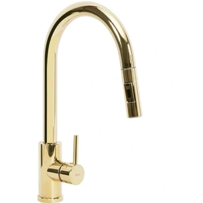 Immagine di Rea Rubinetto Cucina Fresh Gold Ottone Miscelatore Lavello Calda e Fredda Regolabile Monocomando Girevole a 360 (Oro)