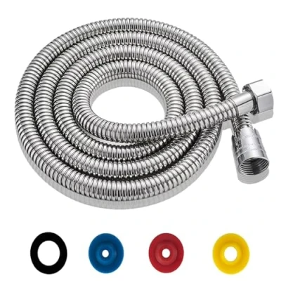 Immagine di Flessibile Doccia Acciaio Inossidabile 2M/79IN Argento Inox Tubo da Anti Torsione, Attacco Standard 1/2&quot; Adatto Tutti I Soffion con 4 Limitatori Flusso(Connettore in Ottone)