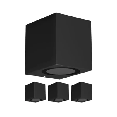 Immagine di ledscom.de 4 pz. applique ALSE per esterni, IP54, downlight, nero opaco, angolare, 1x GU10 max. 35W