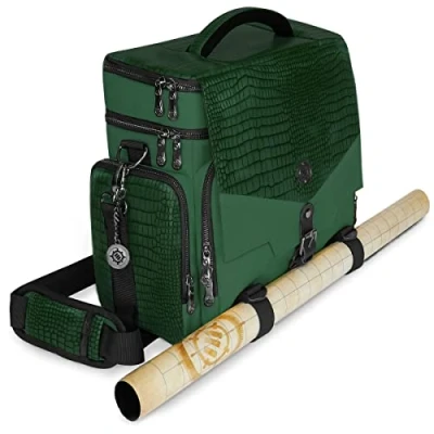 Immagine di ENHANCE borsa da viaggio per DND Edition Collector, compatibile con figure dungeon e draghi, porta tappeti combattimento, tasche dadi accessori, trasporto 4 a 8 libri (drago verde)
