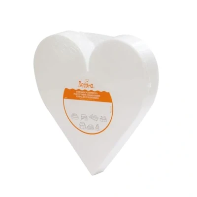 Immagine di Decora 0174030 Basi a forma di cuore in polistirolo ideali per esercitazioni e realizzare torte piani dall&#039;aspetto perfetto, Dim. 30 X H 7,5 CM