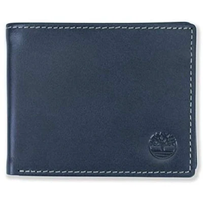 Immagine di Timberland Leather Wallet with Attached Flip Pocket Accessorio da Viaggio Portafoglio bi Fold, Navy (Nuvoloso), Taglia Unica Uomo