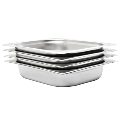 Immagine di vidaXL 4x Contenitori Gastronorm Impilabili Universali Rettangolari Atossico Teglie Cucina GN 1/2 65 mm in Acciaio Inox Argento