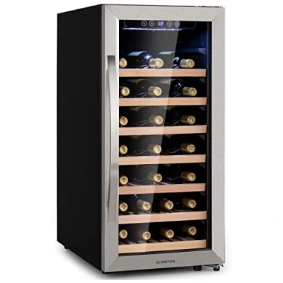Immagine di KLARSTEIN Cantinetta Vino, Vino Refrigerata a Zona Singola per Interno/Esterni, Frigo Bar, Cantina con Vetrina, Mini Bar Protezione UV, Touch, 5 18C, 38 Bottiglie