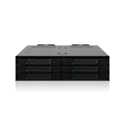 Immagine di Icy Dock alloggiamento del Rack Rimovibile/Gabbia backplane per 6 SSD U.2/U.3 NVMe PCIe 4.0 con 3 connettori SlimSAS 8i (SFF 8654) in 1 Metallico da 5,25&quot; ToughArmor MB118VP B