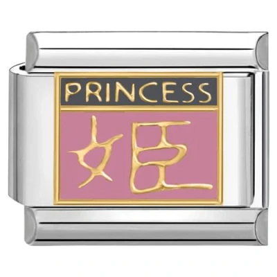 Immagine di Quiges Modulo Charm Link in stile italiano da 9 mm acciaio inox Principessa rosa cinese per bracciali Italian Links