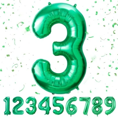 Immagine di Palloncini compleanno 3 anni 40 pollici Decorazioni Verde di un ragazzo e una ragazza Pallone gonfiabile in foil Verde3