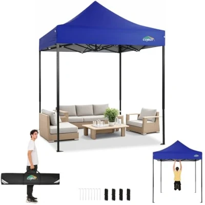 Immagine di TOOLUCK Gazebo 2x2M, impermeabile, stabile, per esterni, pieghevole, gazebo, regolabile in altezza, feste e colore: Blu