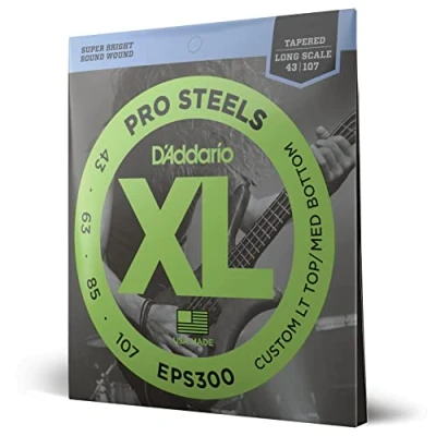 Immagine di D&#039;Addario EPS300 ProSteels Corde per basso, scalatura leggera custom, 43 107, scala lunga