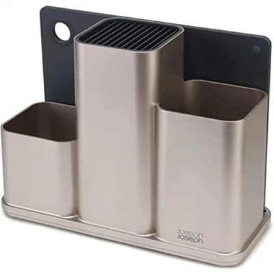 Immagine di Joseph Counterstore set composto da portaposate e tagliere Joseph, plastica, Silver, 13 x 30.8 22.7 cm
