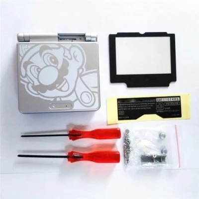 Immagine di Custodia Shell Case Cover + Strumenti Per GBA SP Gameboy Advance Riparazione Parte (Argento)