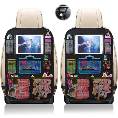 Immagine di UIHOL Organizer Sedile Auto Bambini, 2 Pcs Protezione Proteggi Posteriore con Multi Tasca Portaoggetti (9 Pocket), Impermeabile Organizzatore Supporto Trasparente per 10 ipad Tablet