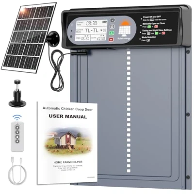 Immagine di 2024 New Porta Automatica per Pollaio con display, CHAMUTY Alluminio Rilevamento Della Luce, Timer di Ritardata Serale e Mattutina,