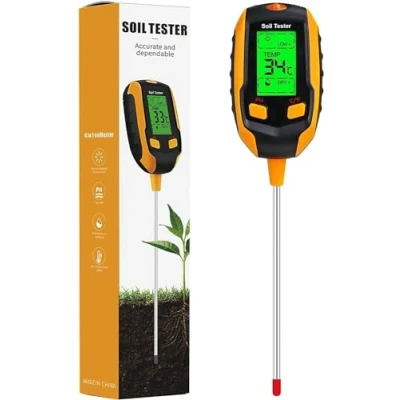 Immagine di Misuratore di Terreno, PH del Suolo 4 in 1, Display LCD, Temperatura della pianta/umidità Suolo/misuratore PH/retroilluminazione intensità Luce Solare