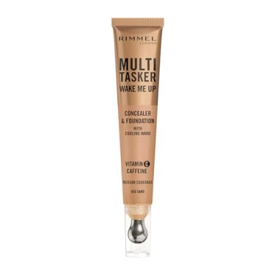 Immagine di Rimmel Multi Tasker Wake Me Up, 050 Sand, Correttore &amp; Fondotinta, Illumina, Corregge, Copertura modulabile, Finish Radioso, Formula Vegana, 20ml