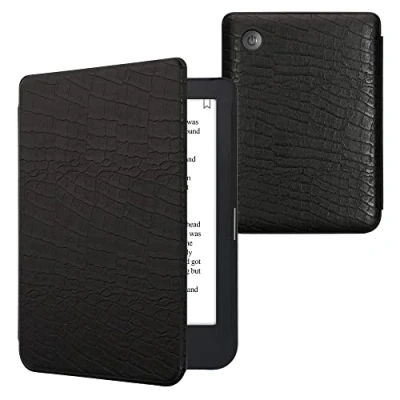 Immagine di kwmobile Custodia eReader Compatibile con Kobo Clara 2E Cover eBook Reader Flip Case nero Effetto Pelle Coccodrillo