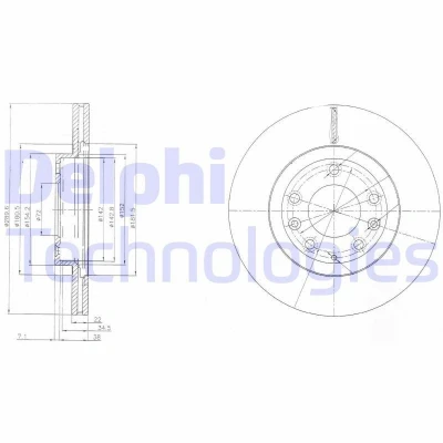 Immagine di DELPHI BG4141 Disco freno 290 22 5 ventilato Oleato non trattato senza cuscinetto ruota, anello sensore ABS MAZDA: MX 3