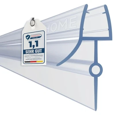 Immagine di HNNHOME® Guarnizione sigillante per box doccia e parete della vasca da bagno, porte a vetri dritte o curve, in plastica gommata, compatibile con vetro spesso 4 6 mm, 2 pezzi, fessura fino 22 mm