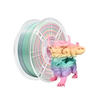 Immagine di iBOSS filamento PLA+ multicolore da 1,75 mm, PLA Plus, superficie opaca, per stampante 3D, 1 kg (2,2 lbs), stampa 3D che cambia colore, arcobaleno opaco