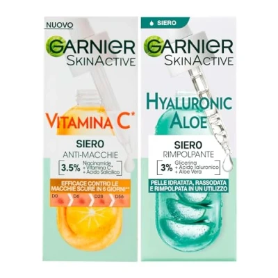 Immagine di Garnier SkinActive Siero Viso Anti Macchie Vitamina C con Niacinamide e Acido Salicilico 30ml + Rimpolpante Hyaluronic Aloe Glicerina Ialuronico Vera Idratante