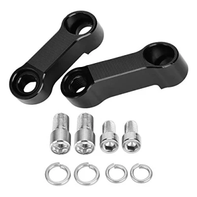 Immagine di Akozon adattatore per specchietto, prolunga montaggio su riser M10/M8 1 Set Kit specchietto retrovisore moto Accessori nero