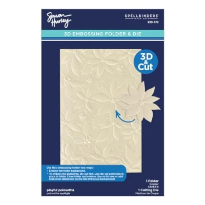 Immagine di Spellbinders 3D Embossing Folder By Simon Hurley Playful Poinsettia, Simon&#039;s Snow Globes