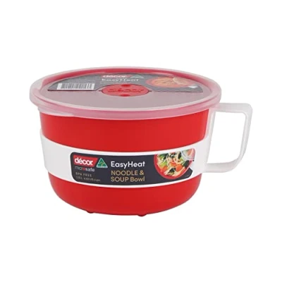 Immagine di Décor Microsafe EasyHeat Ciotola per microonde, perfetta zuppe, noodles e porridge, capacità 1,15 l, colore rosso