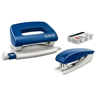 Immagine di Leitz Set Perforatrice e Pinzatrice, Capacità fino a 30 Fogli, Blu