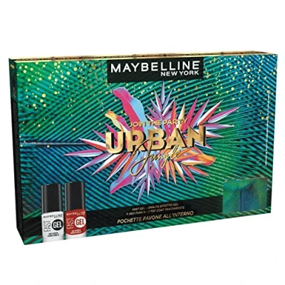 Immagine di Maybelline New York, Pochette in Texture Pavone con Smalto Unghie Fast Gel Red Punch e Top Coat Trasparente, Per Curate una Manicure Sofisticata, 100 ml +