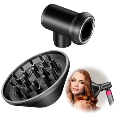 Immagine di Diffusore e adattatore per Dyson Airwrap Styler HS01 HS05, in una combinazione di asciugacapelli