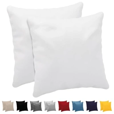Immagine di Dreamzie Federa Cuscino (Set di 2) Bianco Cotone per i Cuscini 80 x cm 100% Jersey da Copri Letto Fodera Protezione