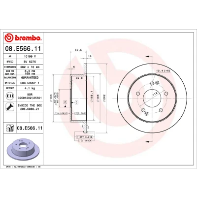 Immagine di BREMBO 08.E566.11 Disco freno 262 10 5 pieno rivestito SSANGYONG: Korando III SUV, C200