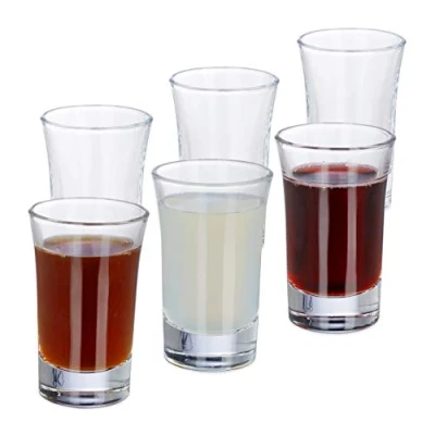 Immagine di Relaxdays Set da 6 Bicchierini 4 cl di Vetro Trasparente per Liquore, Caffè, Carnevale, Lavabili in Lavastoviglie