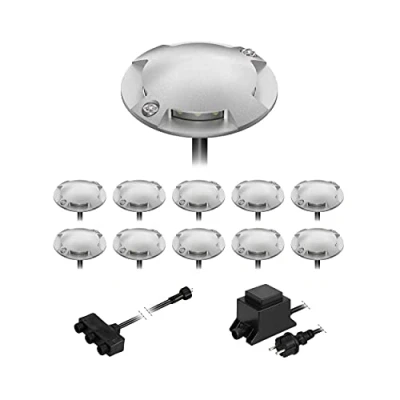 Immagine di ledscom.de Lampada da terra a LED Bunda, 4 lampade, per esterni, passabile, bianco caldo, set di 11