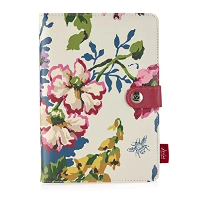 Immagine di VQ Custodia Universale per Tablet da 7 e 8 Pollici Folio con Supporto a 3 Angoli Regolabili Stampa Designer di Crema Floreale Joules Cambridge
