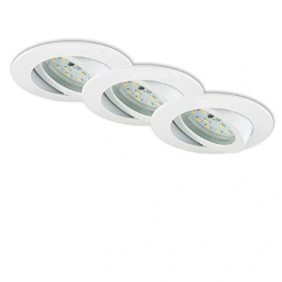 Immagine di BRILONER Leuchten Lampade da soffitto a LED, set di 3 plafoniere, modulo LED orientabile, 5 Watt ciascuno, 400 lumen 3.000 kelvin, IP23, bianco, 82x28mm (DxH)