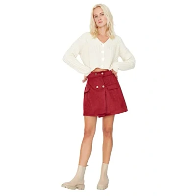 Immagine di Trendyol Gonna Donna Mini A Line Stretto in Maglia, Borgogna, XL