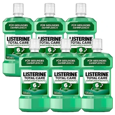 Immagine di LISTERINE Total Care protezione gengive (6 x 500 ml), per la bocca contro i problemi gengivali con effetto 6 in 1, collutorio antibatterico rinforza denti, fino a 24 ore di alito fresco