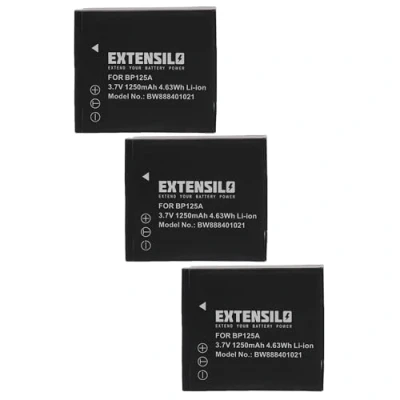 Immagine di EXTENSILO 3x batteria sostituisce Samsung AD43 00197A, BP125A, IA BP125, BP125A per fotocamera digitale DSLR (1250mAh, 3,7V, Li Ion)