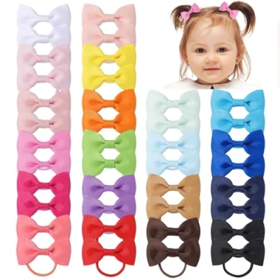 Immagine di 40pcs neonate capelli fiocchi cravatte per fascia elastica supporto coda di cavallo elastico corde accessori bambini piccoli bambine